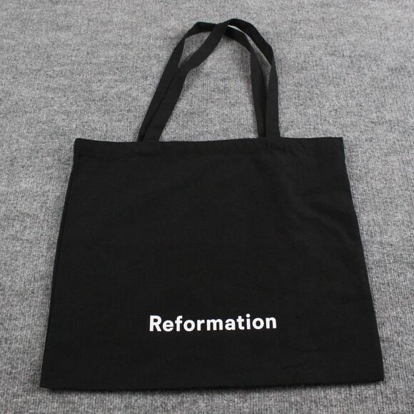 Reformation Tote Bag Womens One Size Black Logo Reusable Shopper Canvas Eco - Picture 1 of 5